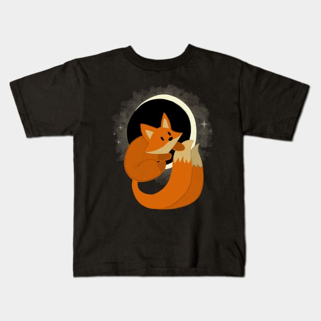 Fox Solar Eclipse Kids T-Shirt by pako-valor